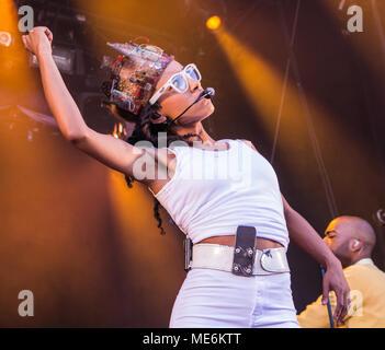 Esperanza Spalding durchführen bei Molde Jazzfestival in Molde, Norwegen, 21.07.2016. Stockfoto