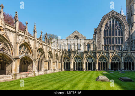 Der Kreuzgang und Kapitelsaal, der Kathedrale von Canterbury, Canterbury, Kent, England, Großbritannien Stockfoto