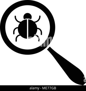 Suche bug Symbol, Vektor illustraton, Flachbild-Symbol Stock Vektor