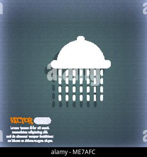 Dusche Symbol Symbol auf dem blau-grünen Abstrakt Hintergrund mit Schatten und Platz für Ihren Text. Vector Illustration Stock Vektor