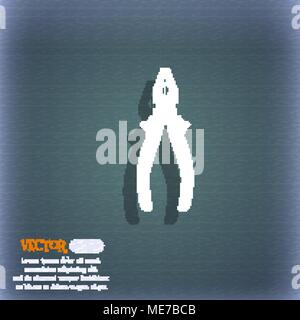 Zange Symbol Symbol auf dem blau-grünen Abstrakt Hintergrund mit Schatten und Platz für Ihren Text. Vector Illustration Stock Vektor