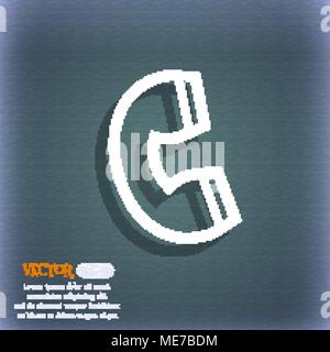 Symbol auf dem Hörer Symbol auf dem blau-grünen Abstrakt Hintergrund mit Schatten und Platz für Ihren Text. Vector Illustration Stock Vektor