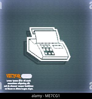 Cash Maschine registrieren Symbol Symbol auf dem blau-grünen Abstrakt Hintergrund mit Schatten und Platz für Ihren Text. Vector Illustration Stock Vektor