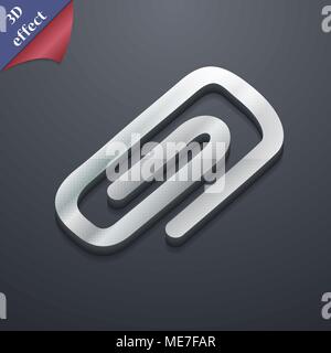 Clip zu Papier Symbol. 3D-Stil. Schickes, modernes Design mit Platz für Ihren Text Vector Illustration Stock Vektor