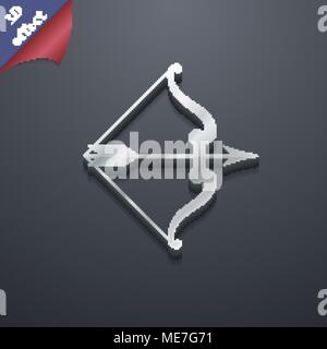 Bogen und Pfeil symbol. 3D-Stil. Schickes, modernes Design mit Platz für Ihren Text Vector Illustration Stock Vektor