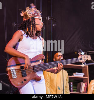 Esperanza Spalding durchführen bei Molde Jazzfestival in Molde, Norwegen, 21.07.2016. Stockfoto