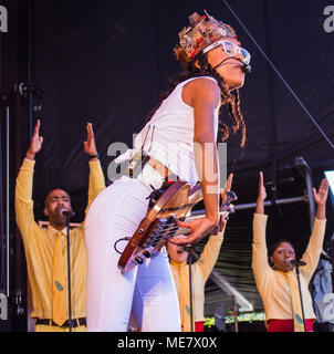 Esperanza Spalding durchführen bei Molde Jazzfestival in Molde, Norwegen, 21.07.2016. Stockfoto