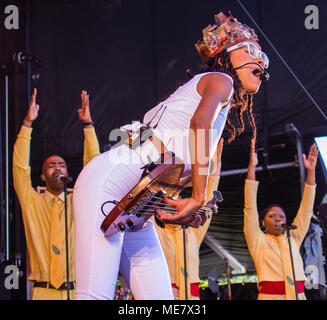 Esperanza Spalding durchführen bei Molde Jazzfestival in Molde, Norwegen, 21.07.2016. Stockfoto