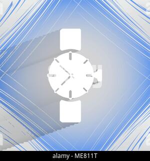 Für Uhren. Flache moderne web-Taste auf einer ebenen geometrischen abstrakten Hintergrund Vektor. EPS 10. Stock Vektor