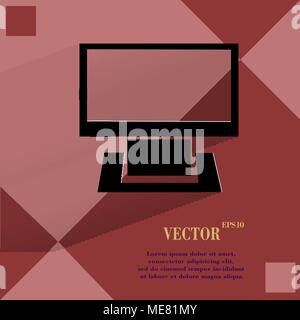 Computer. Flache moderne web-Taste auf einer ebenen geometrischen abstrakten Hintergrund Vektor. EPS 10. Stock Vektor