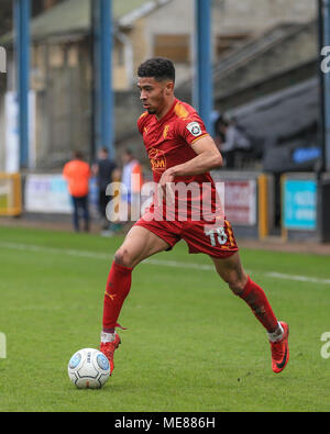 Halifax, Großbritannien. 21. April 2018. Nationale Liga, Halifax Town v Tranmere Rovers; Josh Ginnelly der Tranmere Rovers mit der Kugel Credit: Aktuelles Bilder/Alamy leben Nachrichten Stockfoto