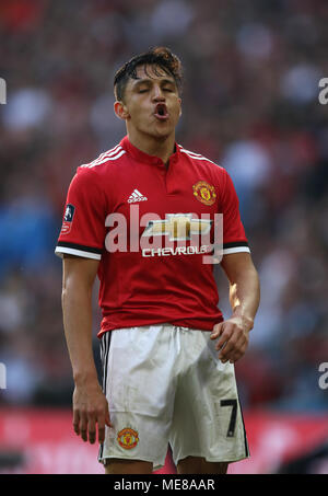 London, UK, 21. April 2018. Alexis Sanchez (MU) im Emirates FA-Cup Halbfinale zwischen Manchester United und Tottenham Hotspur, im Wembley Stadion, London, am 21. April 2018. ** Dieses BILD IST FÜR DIE REDAKTIONELLE VERWENDUNG ** Quelle: Paul Marriott/Alamy leben Nachrichten Stockfoto