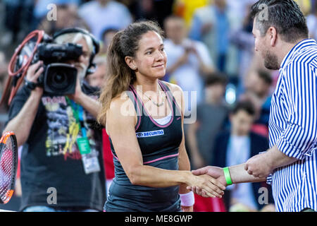 April 22, 2018: Patty Schnyder (SUI) während der FED Cup durch BNP Spiel 2018 zwischen Rumänien und der Schweiz im Sala Polivalenta, Cluj-Napoca, Rumänien ROU. Copyright: Cronos/Catalin Soare Stockfoto