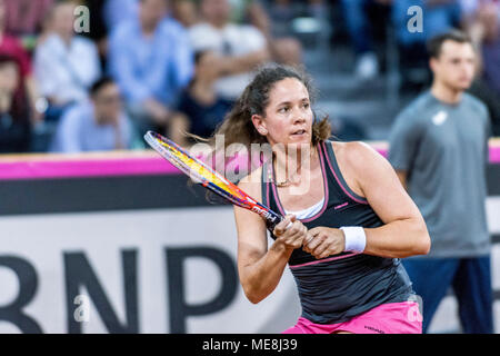 April 22, 2018: Patty Schnyder (SUI) während der FED Cup durch BNP Spiel 2018 zwischen Rumänien und der Schweiz im Sala Polivalenta, Cluj-Napoca, Rumänien ROU. Copyright: Cronos/Catalin Soare Stockfoto
