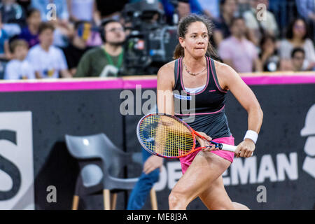 April 22, 2018: Patty Schnyder (SUI) während der FED Cup durch BNP Spiel 2018 zwischen Rumänien und der Schweiz im Sala Polivalenta, Cluj-Napoca, Rumänien ROU. Copyright: Cronos/Catalin Soare Stockfoto