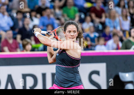 April 22, 2018: Patty Schnyder (SUI) während der FED Cup durch BNP Spiel 2018 zwischen Rumänien und der Schweiz im Sala Polivalenta, Cluj-Napoca, Rumänien ROU. Copyright: Cronos/Catalin Soare Stockfoto