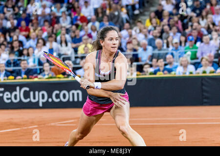 April 22, 2018: Patty Schnyder (SUI) während der FED Cup durch BNP Spiel 2018 zwischen Rumänien und der Schweiz im Sala Polivalenta, Cluj-Napoca, Rumänien ROU. Copyright: Cronos/Catalin Soare Stockfoto