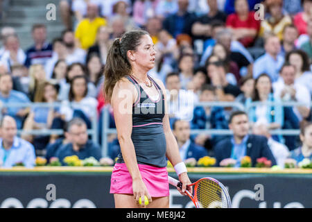April 22, 2018: Patty Schnyder (SUI) während der FED Cup durch BNP Spiel 2018 zwischen Rumänien und der Schweiz im Sala Polivalenta, Cluj-Napoca, Rumänien ROU. Copyright: Cronos/Catalin Soare Stockfoto