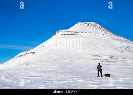 Skifahren in der Arktis Stockfoto