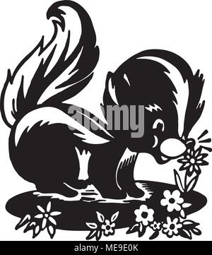 Cute Skunk - Retro Clipart Illustration Stock Vektor