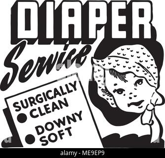 Windel-Service - Retro Ad Kunst Banner Stock Vektor