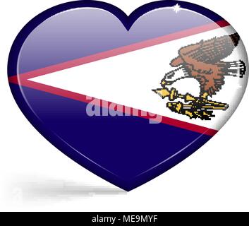 Flaggen von Amerikanisch-samoa in Form eines Herzens mit Highlights auf den Kanten. Vector Illustration Stock Vektor