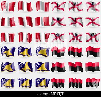 Peru, Jersey, Tokelau, UPA. Satz von 36 Flaggen der Länder der Welt. Vector Illustration Stock Vektor