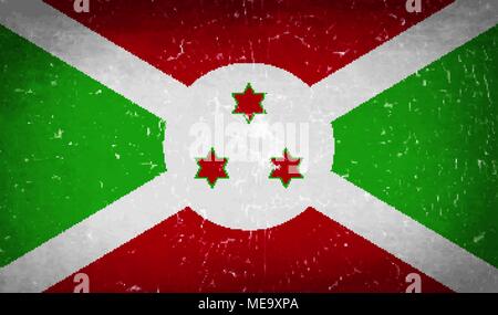 Flaggen in Burundi mit Glasscherben Textur. Vector Illustration Stock Vektor