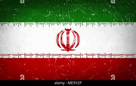 Flagge von Iran mit Glasscherben Textur. Vector Illustration Stock Vektor