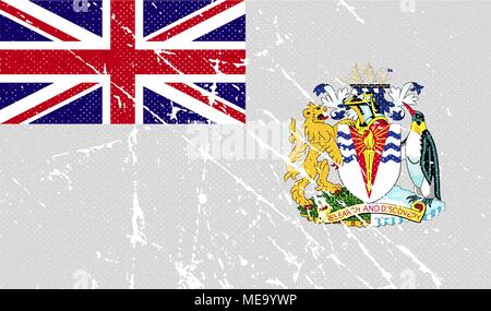 Fahne von British Antarctic Territory mit alten Textur. Vector Illustration Stock Vektor