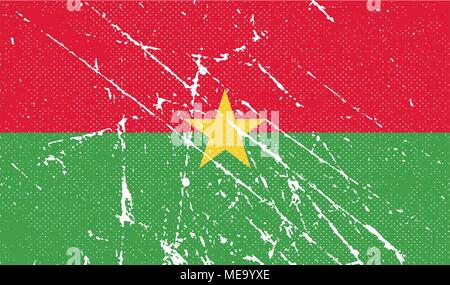 Flagge Burkina Faso mit alten Textur. Vector Illustration Stock Vektor