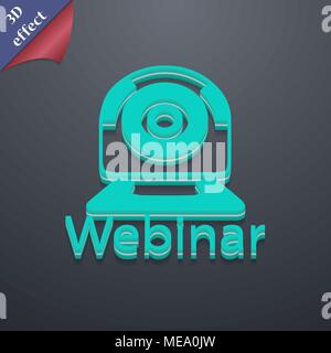 Webinar web kamera Symbol. 3D-Stil. Schickes, modernes Design mit Platz für Ihren Text Vector Illustration Stock Vektor