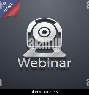 Webinar web kamera Symbol. 3D-Stil. Schickes, modernes Design mit Platz für Ihren Text Vector Illustration Stock Vektor