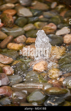 Springbrunnen und nassen Kieselsteinen Stockfoto