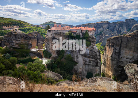 Kloster Varlaam Panoramaaussicht, Meteora Klöster, Trikala, Thessalien, Griechenland. Stockfoto