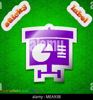 Symbol Kennlinie unterzeichnen. Symbol schicke bunte klebrige Label auf grünem Hintergrund. Vector Illustration Stock Vektor