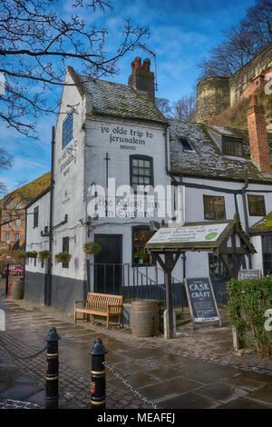 Ye Olde Reise nach Jerusalem pub Nottingham Stockfoto