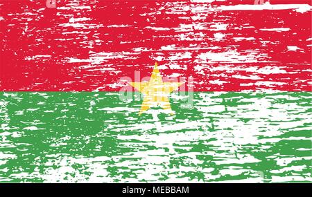 Flagge Burkina Faso mit alten Textur. Vector Illustration Stock Vektor