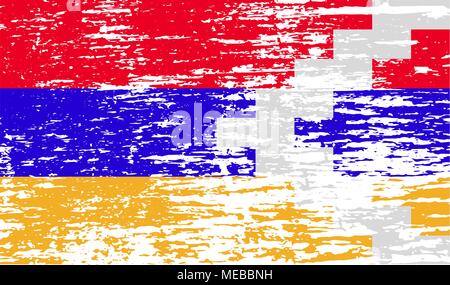 Flagge der Republik Karabach mit alten Textur. Vector Illustration Stock Vektor