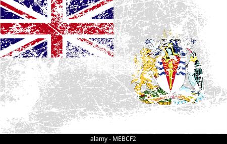 Fahne von British Antarctic Territory mit alten Textur. Vector Illustration Stock Vektor