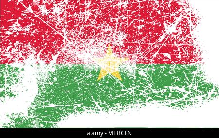 Flagge Burkina Faso mit alten Textur. Vector Illustration Stock Vektor
