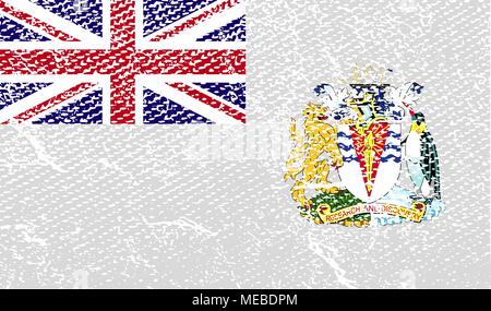 Fahne von British Antarctic Territory mit alten Textur. Vector Illustration Stock Vektor