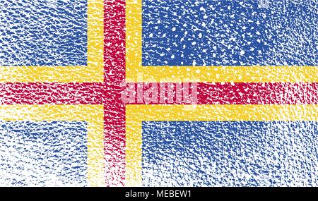 Flagge von Aland mit alten Textur. Vector Illustration Stock Vektor