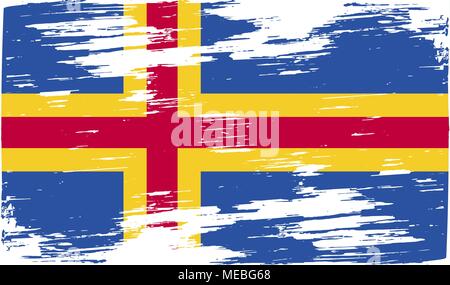 Flagge von Aland mit alten Textur. Vector Illustration Stock Vektor