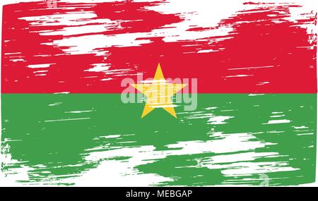 Flagge Burkina Faso mit alten Textur. Vector Illustration Stock Vektor