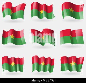 Satz von Burkia Faso Fahnen in der Luft. Vector Illustration Stock Vektor