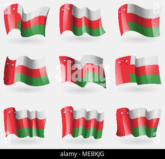 Eingestellt von Oman Flags in der Luft. Vector Illustration Stock Vektor