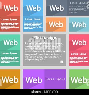 Web zeichen Symbol. World wide web Symbol. Satz von farbigen Tasten. Vector Illustration Stock Vektor