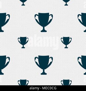 Sieger cup Zeichen Symbol. Vergabe von Sieger Symbol. Trophäe. Nahtlose Muster mit geometrischen Struktur. Vector Illustration Stock Vektor