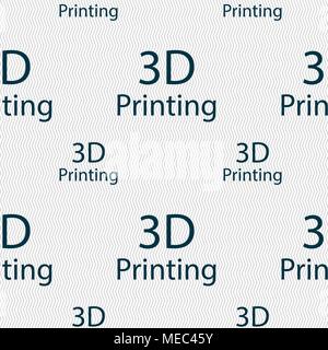 3D-Drucken zeichen Symbol. 3D-Druck Symbol. Nahtlose Muster mit geometrischen Struktur. Vector Illustration Stock Vektor